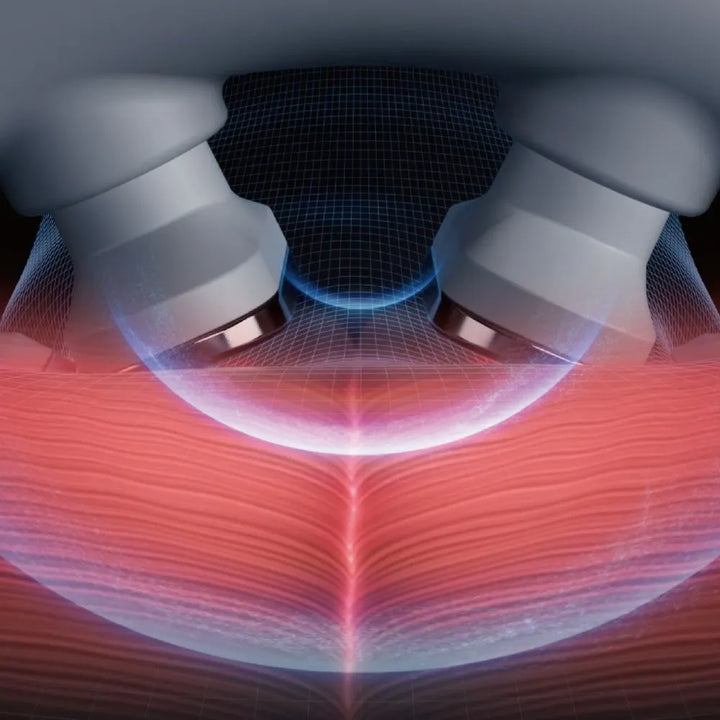 エビデン eviden スマートネック極は、中周波EMSによる筋肉刺激で凝りをほぐします。