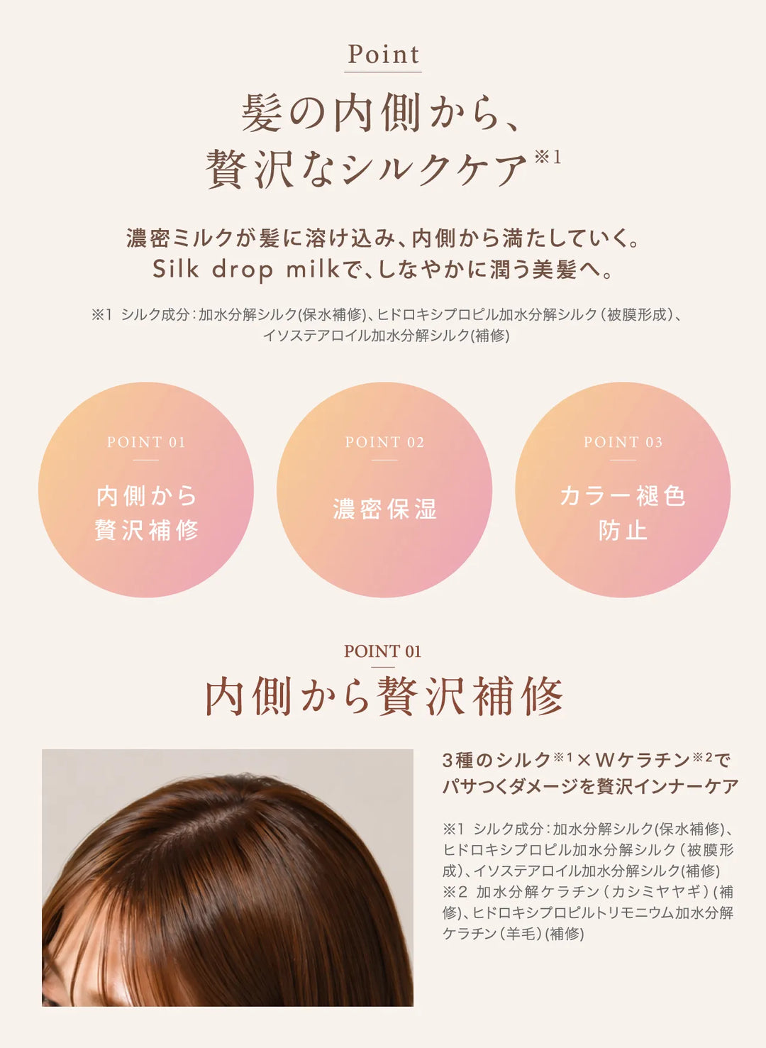 絹女 キヌージョ シルクドロップ ミルク 60mL｜KINUJO